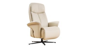 Beige Relaxfauteuil Hastings met hoge rugleuning en zwarte draaivoet