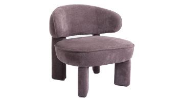 Paarse COCOmaison Fauteuil Lysa schuin van voren met ronde rugleuning, brede zitting en volledig gestoffeerde poten