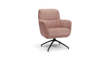 Draaifauteuil Hatch in roze gemêleerde stof met zwart draaibaar steronderstel.