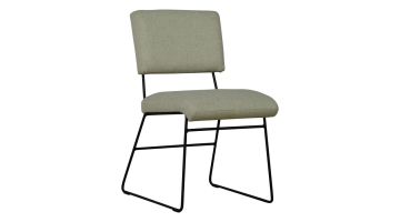 Eetkamerstoel Whiston in lichtbeige stof met zwart metalen sledeframe