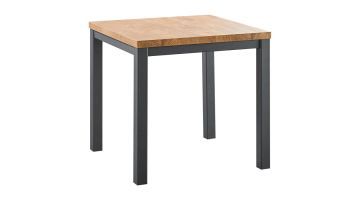 Pronto Wonen Atrio eettafel 80x80 cm met mangokleurig blad en zwart metalen frame.