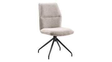Draaibare eetkamerstoel Gavio in Taurus Grey met lichtgrijze bekleding en zwart metalen kruispoot