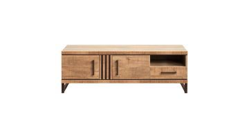 INHOUSE TV-meubel Giantina 150 cm in mango decor met twee deuren, lade, open vak en metalen poten.