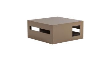 WOOOD Modern salontafel in zandkleur met vierkante vorm en grafische uitsparingen in de zijkanten