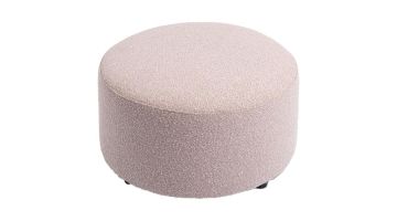 COCOmaison Beautiq Vero ronde poef in roze met zachte cloudy stof.