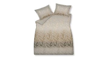 Dekbedovertrek Willow Whisper Linen met beige takkenpatroon en kleurverloop van beige naar bruin inclusief oxford kussenslopen.