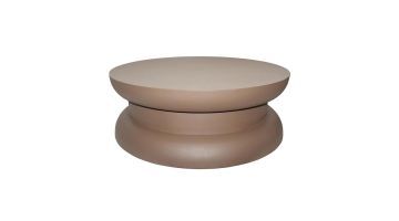 Ronde salontafel Parma van bruin metaal met modern design en sculpturale ronde vormen.
