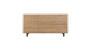 TV-meubel Lirona 117 cm old oak met één deur, lade en klepvak op witte achtergrond.