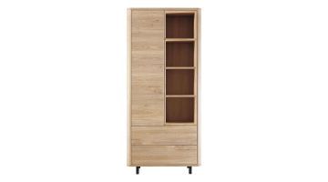 Pronto Wonen Lirona wandkast in old oak met open vakken en twee laden.