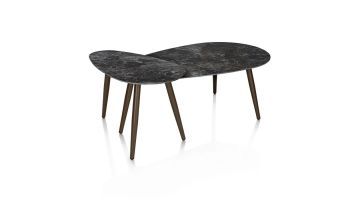 Henders & Hazel Nyla 2-delige salontafelset met antraciet keramisch blad en steelbrown metalen poten.