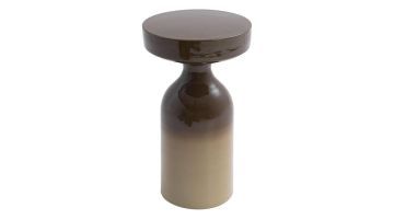 COCOmaison Simon bijzettafel in olijfgroen met glanzende afwerking en rond tafelblad.
