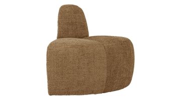 WOOOD Mojo eetbank hoek met ronde rugleuning in honinggele wollige chenille stof.