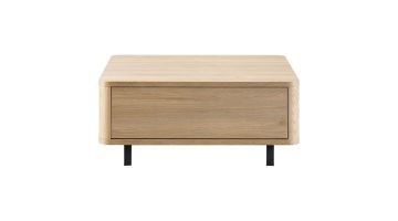 Pronto Wonen Lirona salontafel in old oak met twee laden en stone grey poten.