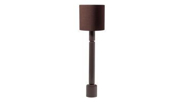 WOOOD Zivian vloerlamp met donkerbruine stoffen kap en hoogglans voet.