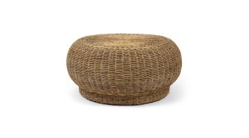Rivièra Maison Benoa salontafel van naturel rotan met ronde vorm en handgevlochten afwerking.