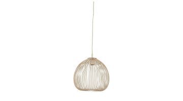 Hanglamp Russy in mat beige met open metalen kap en gebogen spijlen.