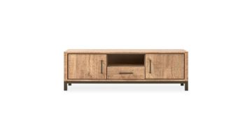 Profijt Meubel Calisa tv-meubel 160 cm in mango decor met twee deuren, lade, open vak en donkerbruin metalen onderstel