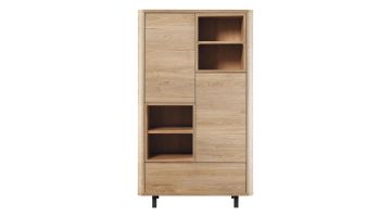 Pronto Wonen wandkast Lirona in old oak met twee deuren, vier open vakken en een ruime lade.