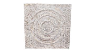 Pronto Wonen wandpaneel Isonzo 90x90 cm met wit reliëf en geometrisch cirkelpatroon.