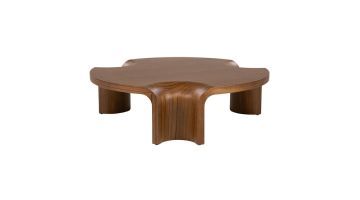 Eleonora salontafel Avar met organisch blad in walnootkleur.