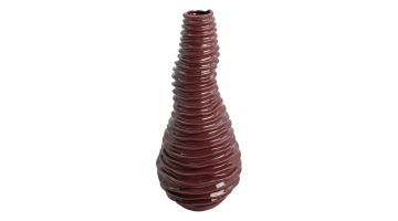 COCOmaison Dyon vaas 51 cm in bordeaux met geplooid keramisch reliëf.