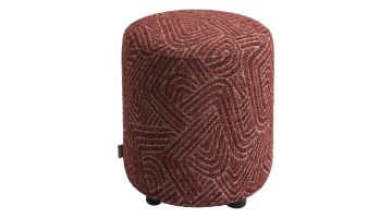 COCOmaison BeautiQ poef Sola rond 42 cm in koperkleurige stof met organisch reliëfpatroon.