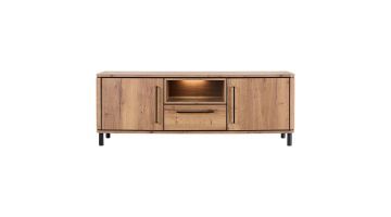  INHOUSE Aragono TV-meubel met twee deuren, lade en LED-verlicht open vak.