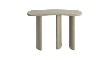 COCOmaison Jonne wandtafel olijfgroen met organisch blad en drie cilindervormige poten.