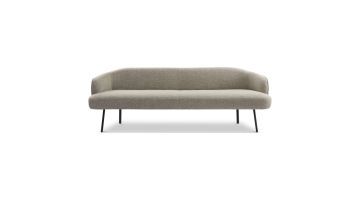 Dyyk eetkamerbank Olav met beige bekleding, ronde vormen en slanke zwarte poten
