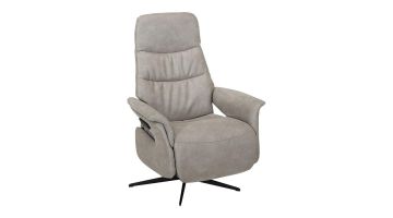 Vooraanzicht van Profijt Meubel relaxfauteuil Inverno Bull Clay met open armen en zwarte metalen 5-teensvoet