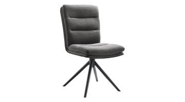 Pronto Wonen draaibare eetkamerstoel Letta in antraciet met zwarte draaipoot en comfortabele zitting.