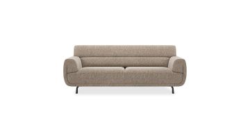 3-Zitsbank Belem Hoog met beige stoffering en afgeronde hoge rugleuning