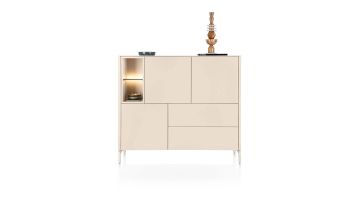 XOOON Dressette Trentino in crème met twee open niches en metalen poten