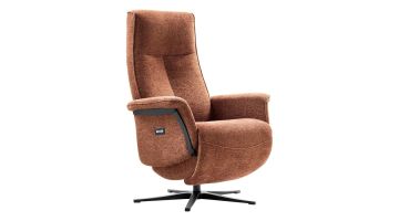INHOUSE relaxfauteuil Lunara in brique stof met zwarte metalen draaivoet