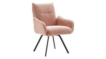 INHOUSE armstoel Haciento roze met armleuningen en zwart metalen onderstel