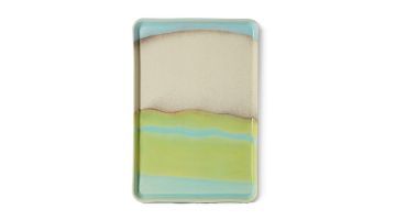 Large Tray Glint met kleurvlakken in lichtblauw, oranje, crème en bruin