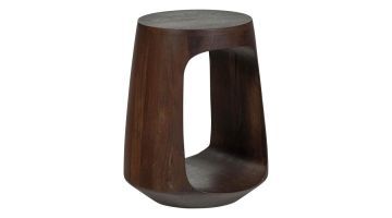 WOOOD Bijzettafel Bayo van walnootkleurig mangohout met organische open vorm.