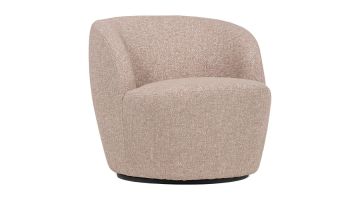 WOOOD draaifauteuil Serra in naturel melange met ronde armleuningen en zwarte draaivoet.