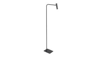 Brandende zwarte vloerlamp Volari 4710ZW met rank frame, platte voet en verstelbare ronde lampkop