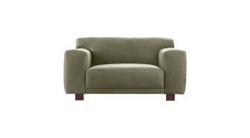 Loveseat- House of Dutchz 601- leder Bergamo- olijf-vooraanzicht