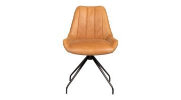 eetkamerstoel cadino-leder antigo cognac-metalen spinpoot