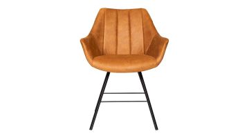 eetkamerstoel Cobrese-Microleder Bull Cognac-Metalen poot-4 poten-vooraanzicht