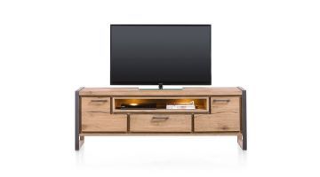 Henders-hazel-lowboard-tvmeubel-metalo-zwart-metaal-hout-railway-brown-vooraanzicht