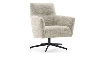 Baenks draaifauteuil Glenwood in stof Alfaro kleur teal met zwart metalen onderstel, vooraanzicht.