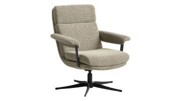 INHOUSE fauteuil Calunio beige met zwarte draaivoet en slanke armleuningen