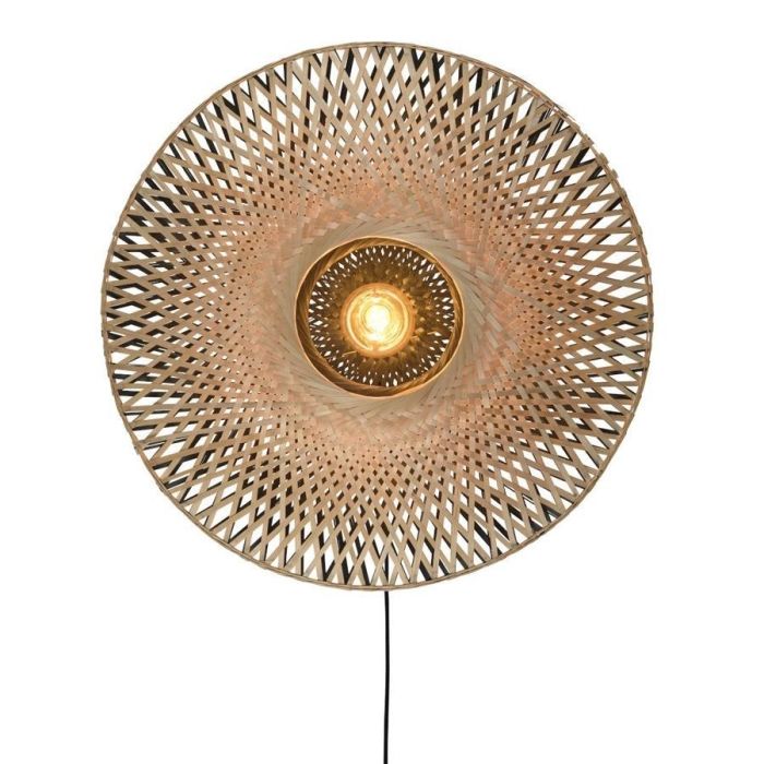 It's About RoMi Wandlamp Kalimantan Bamboo L met handgevlochten bamboe kap en zichtbaar lichtpunt.