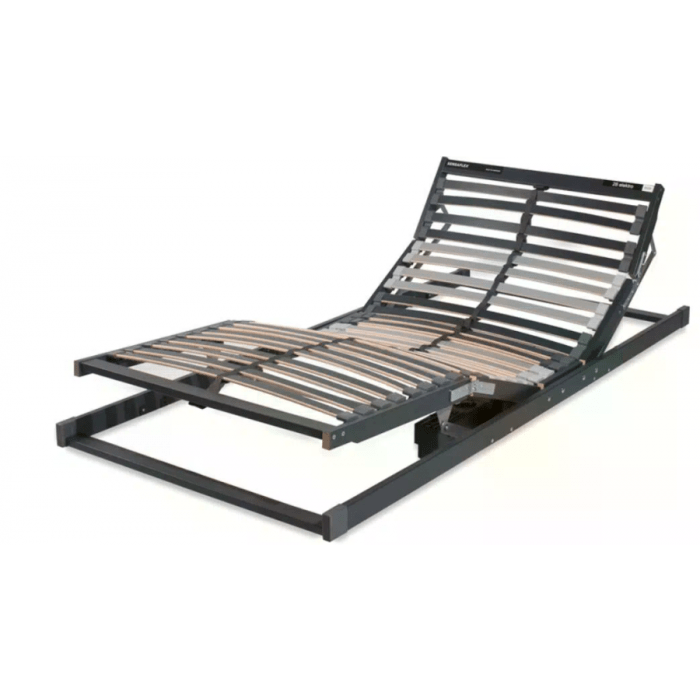 Elektrisch verstelbare lattenbodem Key West Bedding met 28 latten, geschikt voor optimaal slaapcomfort en individueel instelbare ondersteuning.