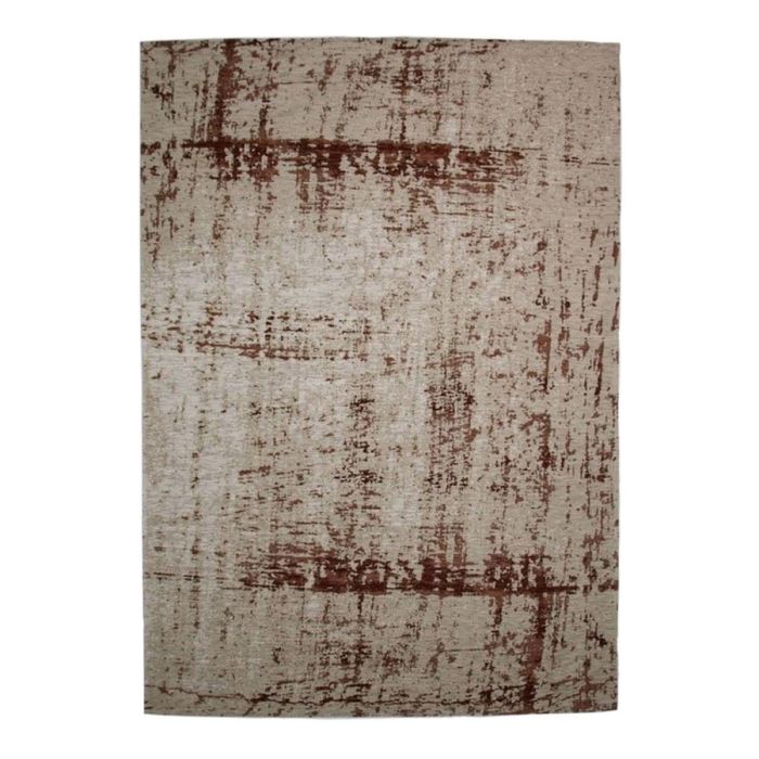 Vloerkleed Priso in koperkleur met verweerd patroon en mix van beige en roestbruine accenten volledig in beeld