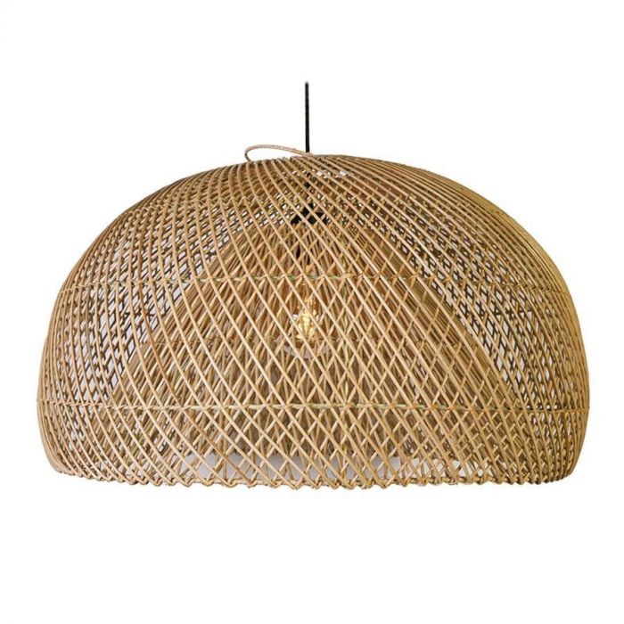 Hanglamp Dubble Bol van WF-Light, gemaakt van naturel rotan met een open, bolvormig ontwerp dat een warme uitstraling geeft.