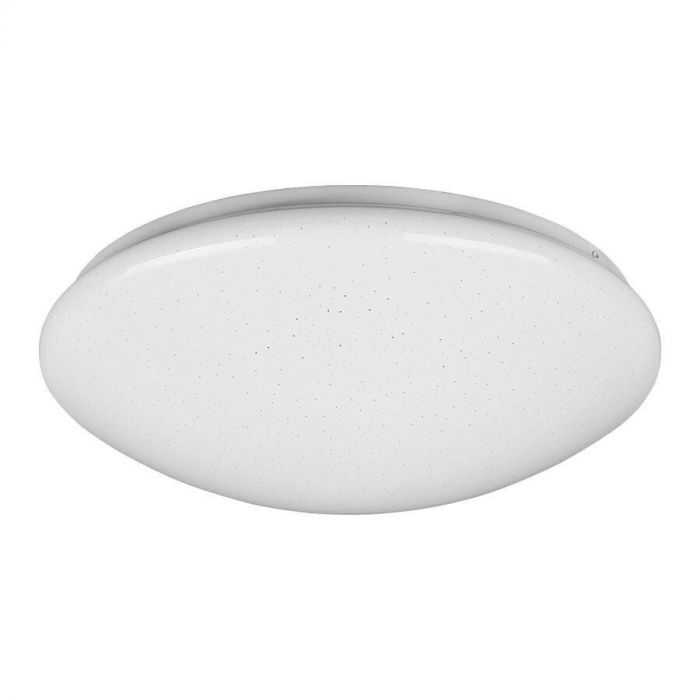 Ronde plafondlamp Lukida in wit, met een subtiele sterrenhemelafwerking en een modern design.
